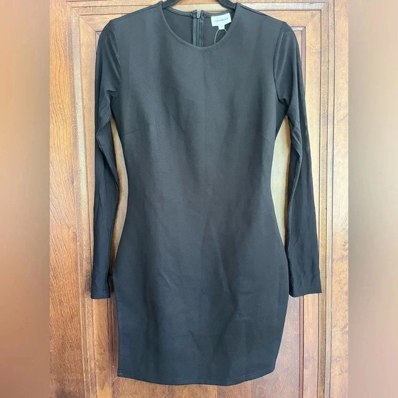 NWT Superdown Black Bodycon Mini Dress Mesh Sleeves Women Size Medium - Picture 1 of 8